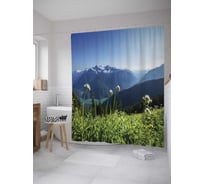Штора (занавеска) для ванной JoyArty "Горные одуванчики" из сатена, 180х200 см с крючками, sc_8945