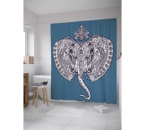 Штора (занавеска) для ванной JoyArty "Корона ганеши" из сатена, 180х200 см с крючками, sc_35384