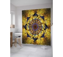 Штора (занавеска) для ванной JoyArty "Африканская мандала" из сатена, 180х200 см с крючками, sc_34729