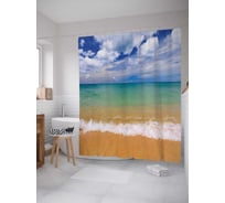 Штора (занавеска) для ванной JoyArty "Тропический пляж" из сатена, 180х200 см с крючками, sc_6535