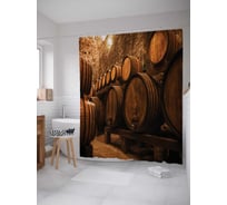 Штора (занавеска) для ванной JoyArty "Винные запасы" из сатена, 180х200 см с крючками, sc_9903