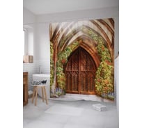 Штора (занавеска) для ванной JoyArty "Стрельчатая арка" из сатена, 180х200 см с крючками, sc_7329