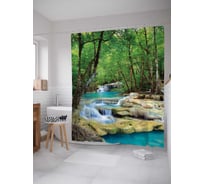 Штора (занавеска) для ванной JoyArty "Свежесть леса" из сатена, 180х200 см с крючками, sc_6865