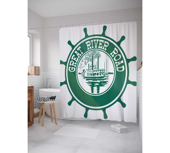 Штора (занавеска) для ванной JoyArty "Великая океанская дорога" из сатена, 180х200 см с крючками, sc_9836 1