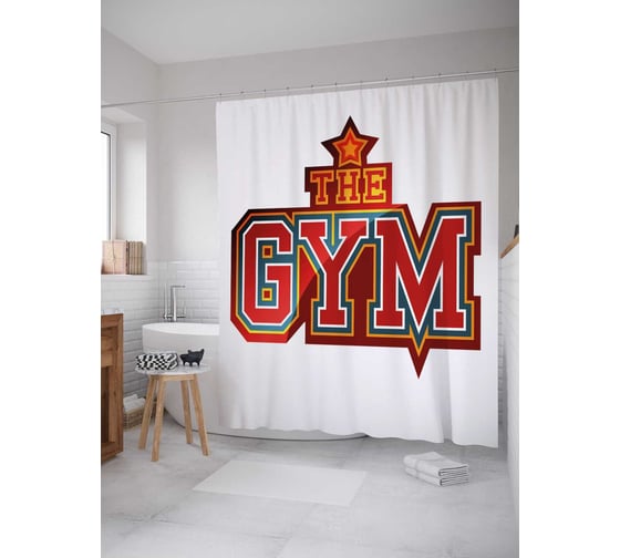 Штора (занавеска) для ванной JoyArty "Звезда гимнастики" из сатена, 180х200 см с крючками, sc_36973 1