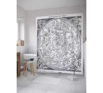 Штора (занавеска) для ванной JoyArty "Винтажная карта астролога" из сатена, 180х200 см с крючками, sc_35290