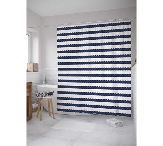 Штора (занавеска) для ванной JoyArty "Моноточнные полосы" из сатена, 180х200 см с крючками, sc_33434 1