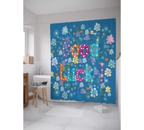 Штора (занавеска) для ванной JoyArty "Пожелание в цветах" из сатена, 180х200 см с крючками, sc_34661