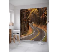 Штора (занавеска) для ванной JoyArty "Извилистая лесная дорога" из сатена, 180х200 см с крючками, sc_37661