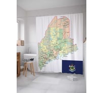 Штора (занавеска) для ванной JoyArty "Карта Штат Мэн" из сатена, 180х200 см с крючками, sc_7196