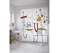 Штора (занавеска) для ванной JoyArty "Веселая благодарность" из сатена, 180х200 см с крючками, sc_9030