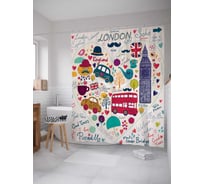 Штора (занавеска) для ванной JoyArty "С любовью из Лондона" из сатена, 180х200 см с крючками, sc_9417
