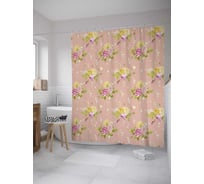 Штора (занавеска) для ванной JoyArty "Букет из трех роз" из сатена, 180х200 см с крючками, sc_35859