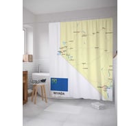 Штора (занавеска) для ванной JoyArty "Карта Штат Невада" из сатена, 180х200 см с крючками, sc_7166