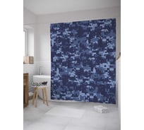Штора (занавеска) для ванной JoyArty "Морской камуфляж" из сатена, 180х200 см с крючками, sc_34636