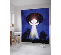 Штора (занавеска) для ванной JoyArty "Инопланетный луч" из сатена, 180х200 см с крючками, sc_6859