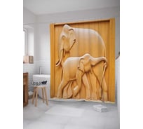 Штора (занавеска) для ванной JoyArty "Слоновая скульптура" из сатена, 180х200 см с крючками, sc_9943