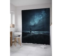 Штора (занавеска) для ванной JoyArty "Бескрайнее небо" из сатена, 180х200 см с крючками, sc_35637