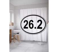 Штора (занавеска) для ванной JoyArty "Наклейка Марафон" из сатена, 180х200 см с крючками, sc_7467