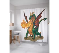 Штора (занавеска) для ванной JoyArty "Огнедышащий дракон" из сатена, 180х200 см с крючками, sc_36677