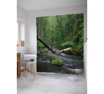 Штора (занавеска) для ванной JoyArty "Пороги на лесной реке" из сатена, 180х200 см с крючками, sc_4137