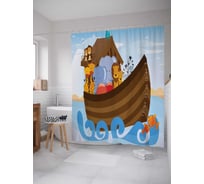Штора (занавеска) для ванной JoyArty "Ковчег на волнах" из сатена, 180х200 см с крючками, sc_9426