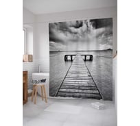 Штора (занавеска) для ванной JoyArty "Причал в ночном море" из сатена, 180х200 см с крючками, sc_38179