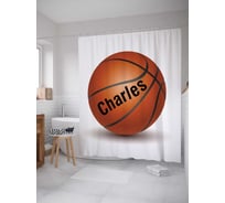 Штора (занавеска) для ванной JoyArty "Баскетбольный мячь Чарльз" из сатена, 180х200 см с крючками, sc_3968
