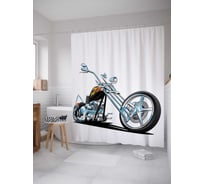 Штора (занавеска) для ванной JoyArty "Хромированный мотоцикл" из сатена, 180х200 см с крючками, sc_9935