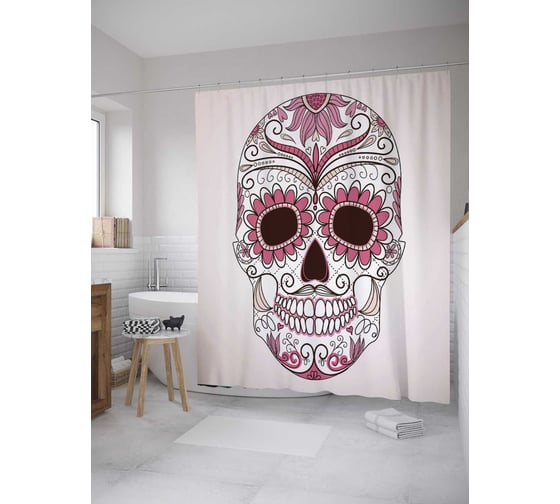 Штора (занавеска) для ванной JoyArty "Маскировка индейцев" из сатена, 180х200 см с крючками, sc_9768