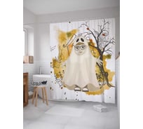 Штора (занавеска) для ванной JoyArty "Смешной призрак в очках" из сатена, 180х200 см с крючками, sc_4802