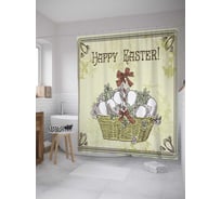Штора (занавеска) для ванной JoyArty "Винтажная Пасхальная открытка" из сатена, 180х200 см с крючками, sc_8510