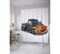 Штора (занавеска) для ванной JoyArty "Автомобильный зверь" из сатена, 180х200 см с крючками, sc_9916