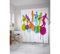 Штора (занавеска) для ванной JoyArty "Техника броска" из сатена, 180х200 см с крючками, sc_38130