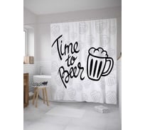 Штора (занавеска) для ванной JoyArty "Время пива" из сатена, 180х200 см с крючками, sc_36342