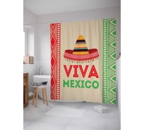 Штора (занавеска) для ванной JoyArty "Вива Мексика" из сатена, 180х200 см с крючками, sc_6547