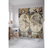 Штора (занавеска) для ванной JoyArty "Британское государство в XVIII веке" из сатена, 180х200 см с крючками, sc_6998