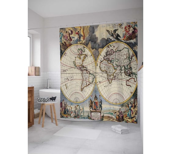 Штора (занавеска) для ванной JoyArty "Британское государство в XVIII веке" из сатена, 180х200 см с крючками, sc_6998 1