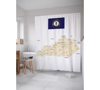 Штора (занавеска) для ванной JoyArty "Карта Штат Кентукки" из сатена, 180х200 см с крючками, sc_7303