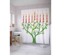 Штора (занавеска) для ванной JoyArty "Свечи на ветках" из сатена, 180х200 см с крючками, sc_6757