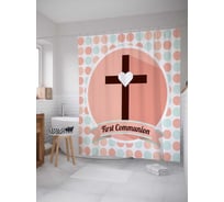 Штора (занавеска) для ванной JoyArty "Первое причастие" из сатена, 180х200 см с крючками, sc_9583