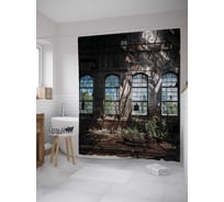 Штора (занавеска) для ванной JoyArty "Заброшенное здание" из сатена, 180х200 см с крючками, sc_8852