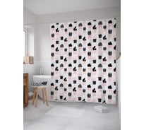 Штора (занавеска) для ванной JoyArty "Коллекция кактусов" из сатена, 180х200 см с крючками, sc_49145