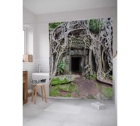 Штора (занавеска) для ванной JoyArty "Лесной подвал" из сатена, 180х200 см с крючками, sc_4145