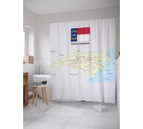 Штора (занавеска) для ванной JoyArty "Карта Штат Северная Каролина" из сатена, 180х200 см с крючками, sc_7171