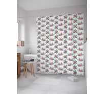 Штора (занавеска) для ванной JoyArty "Милые весенние букеты" из сатена, 180х200 см с крючками, sc_84009