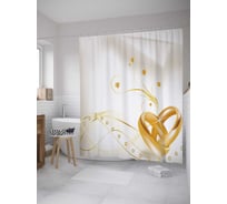 Штора (занавеска) для ванной JoyArty "Сердце колец" из сатена, 180х200 см с крючками, sc_35157