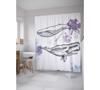 Штора (занавеска) для ванной JoyArty "Силуэты кашалотов" из сатена, 180х200 см с крючками, sc_33557