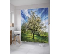 Штора (занавеска) для ванной JoyArty "Цветущий сад" из сатена, 180х200 см с крючками, sc_8669