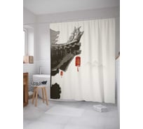 Штора (занавеска) для ванной JoyArty "Крыши Китая" из сатена, 180х200 см с крючками, sc_37758